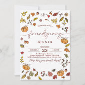 Niedlich Friendsgiving Erntedank Dinner Einladung (Vorderseite)
