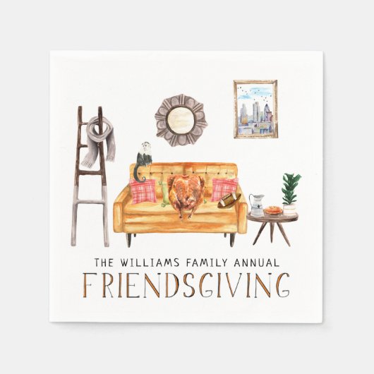 Niedlich Friendsgiving Erntedank Dinner Party Serviette (Vorderseite)