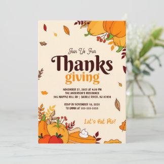 Niedlich Friendsgiving Erntedank Personalisiert Einladung