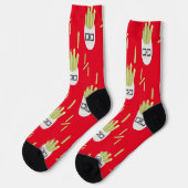 Niedlich Fries Junk Food Muster Red Socks Socken (Linkes Detail)