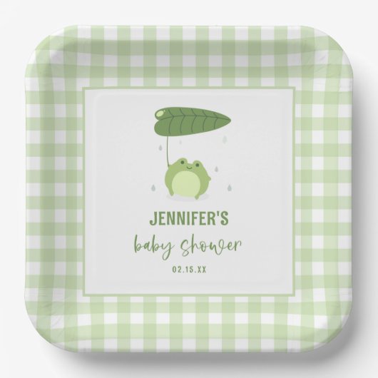 Niedlich Frog Baby Dusche Pappteller (Vorderseite)