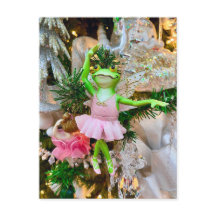 Niedlich Frog Ballerina Weihnachtsbaum Postcard