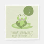 Niedlich Frog Birthday Green Ballon Danke Serviette (Vorderseite)