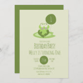Niedlich Frog Birthday Party Ballon Green Lily Pad Einladung (Vorne/Hinten)