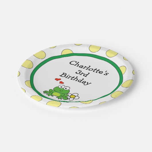 Niedlich Frog Birthday Party Paper Plate Pappteller (Schrägansicht)