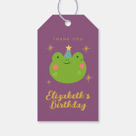 Niedlich Frog Birthday vielen Dank Geschenkanhänger (Rückseite)