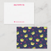 Niedlich Frog Cartoon Herzmuster Valentinstag Mitteilungskarte (Vorne/Hinten)