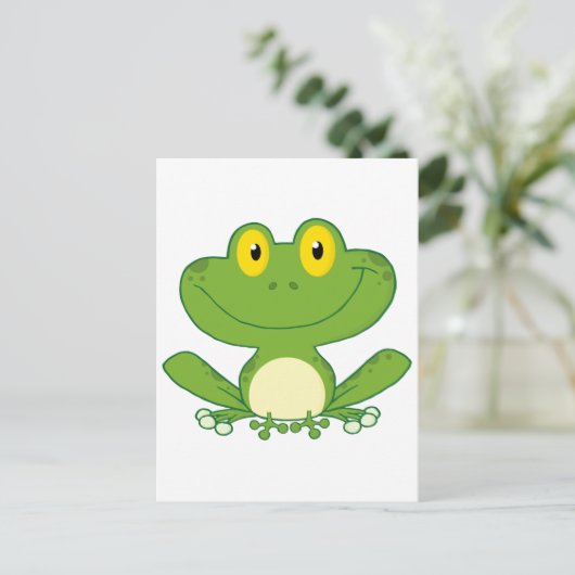Niedlich Frog Cartoon Postkarte (Stehend Vorderseite)