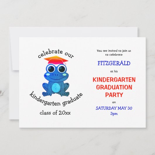 Niedlich Frog Kindergarten Graduierungsparty Einladung (Vorderseite)
