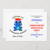 Niedlich Frog Kindergarten Graduierungsparty Einladung (Vorne/Hinten)