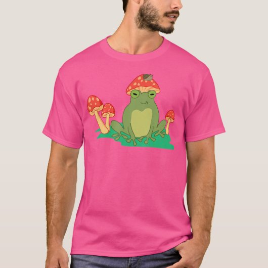 Niedlich Frog Mushroom Hat Cotcharcore Ästhetik Ka T-Shirt (Vorderseite)
