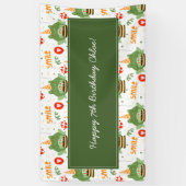 Niedlich Frog Muster Lächeln Text Happy Birthday w Banner (Vertikal)