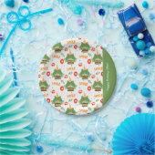 Niedlich Frog Muster Lächeln Text Happy Birthday w Pappteller (Party)