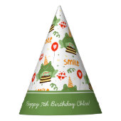 Niedlich Frog Muster Lächeln Text Happy Birthday w Partyhütchen (Vorderseite)