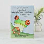 Niedlich Frog Party Einladung (Stehend Vorderseite)