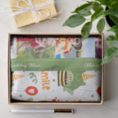 Niedlich Frog Pattern Lächeln Text Happy Birthday  Seidenpapier (Geschenk)