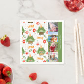 Niedlich Frog Pattern Lächeln Text Happy Birthday Serviette (Beispiel)