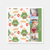 Niedlich Frog Pattern Lächeln Text Happy Birthday Serviette (Vorderseite)