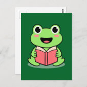Niedlich Frog Reading Book Kawaii Postkarte (Vorne/Hinten)