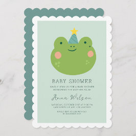 Niedlich Frog Sage Green Niedlich Baby Dusche Einladung