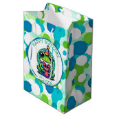 Niedlich Frog Themed Boy's Birthday Boy Mittlere Geschenktüte (Vorderseite Schrägansicht)