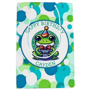 Niedlich Frog Themed Boy's Birthday Boy Mittlere Geschenktüte