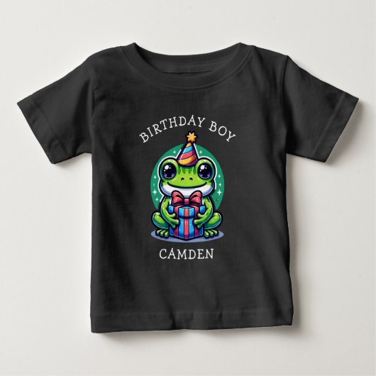 Niedlich Frog Themed Boy's Birthday Boy Personalis Baby T-shirt (Vorderseite)