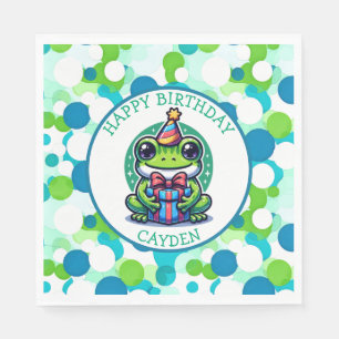 Niedlich Frog Themed Boy's Birthday Boy Serviette