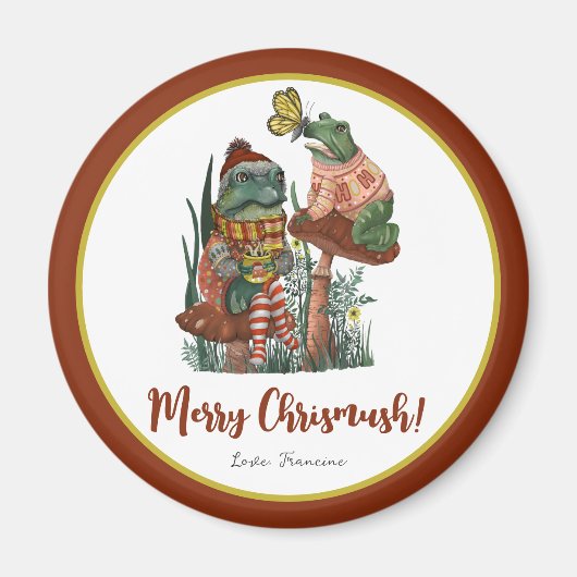 Niedlich Frog und Toad Merry Mushroom Christmas Ma Magnet (Vorne)