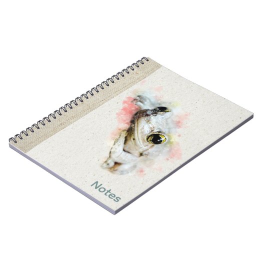 Niedlich Frog Watercolor Einfaches SpiralNotebook Notizblock (Linke Seite)