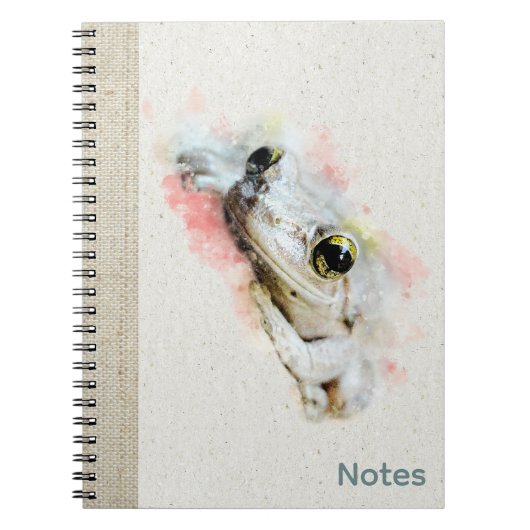 Niedlich Frog Watercolor Einfaches SpiralNotebook Notizblock (Vorderseite)