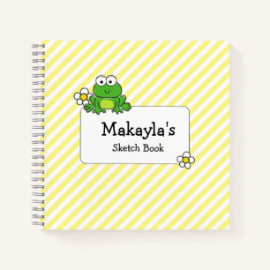 Niedlich Frog Yellow and White Stripe Spirale Note Notizblock