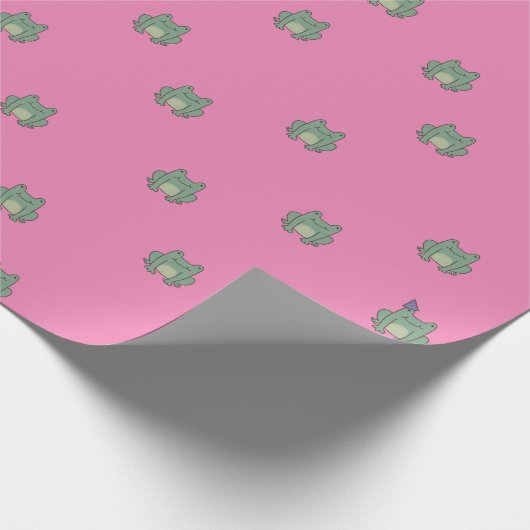 Niedlich Froggy Birthday Wrapping Paper - Pink Geschenkpapier (Ecke)