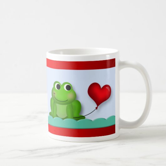 Niedlich Froggy Heart Balloon Valentine's Day Tass Kaffeetasse (Rechts)