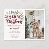 Niedlich frohe Weihnachten aus dem neuen Zuhause F Ankündigungspostkarte (Vorderseite)