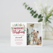 Niedlich frohe Weihnachten aus dem neuen Zuhause F Ankündigungspostkarte (Stehend Vorderseite)