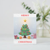Niedlich Frohe Weihnachten Cartoon Tree Postkarte (Stehend Vorderseite)