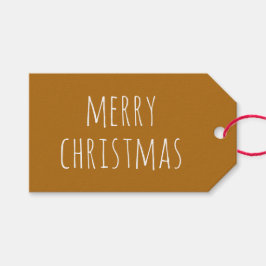 Niedlich frohe Weihnachten | Cosy Mustard Brown Ho Geschenkanhänger