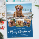 Niedlich frohe Weihnachten Custom Dog Pet FotoColl<br><div class="desc">Wir würden dir frohe Weihnachten wünschen! Versenden Sie niedliche und lustige Urlaubstage mit dieser niedlichen personalisierten Haustier Foto Urlaubskarte. Frohe Weihnachtswünsche vom Hund mit niedlichen Pfotendrucken in einem lustigen, modernen Foto Collage Design. Fügen Sie dem Hund die Fotos oder Fotos Ihrer Familie hinzu und personalisieren Sie mit Familienname, Nachricht und...</div>