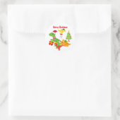Niedlich frohe Weihnachten Dinosaurier Kids White Runder Aufkleber (Tasche)