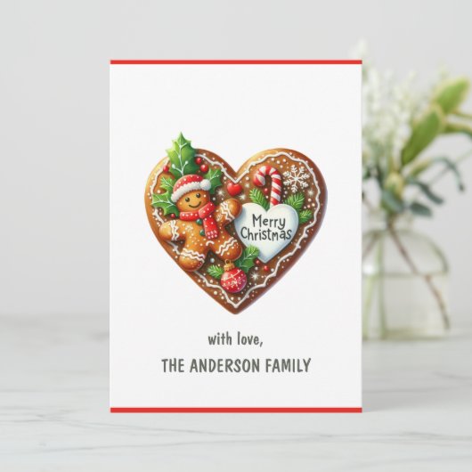 Niedlich frohe Weihnachten Donut Herz Rot & Weiß (Stehend Vorderseite)