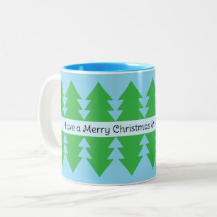 Niedlich frohe Weihnachten Einfache Baumdesign Bla Zweifarbige Tasse