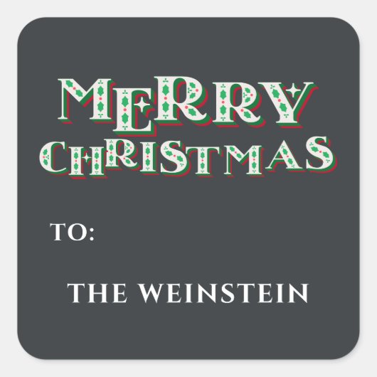 Niedlich frohe Weihnachten Einzigartiges Festfest Quadratischer Aufkleber (Vorderseite)