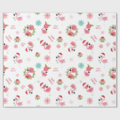 Niedlich frohe Weihnachten Flamingo Snowflake Geschenkpapier (Flach)