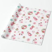 Niedlich frohe Weihnachten Flamingo Snowflake Geschenkpapier (Ungerollt)