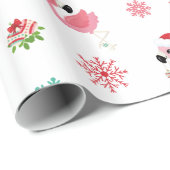 Niedlich frohe Weihnachten Flamingo Snowflake Geschenkpapier (Rolleneckpunkt)