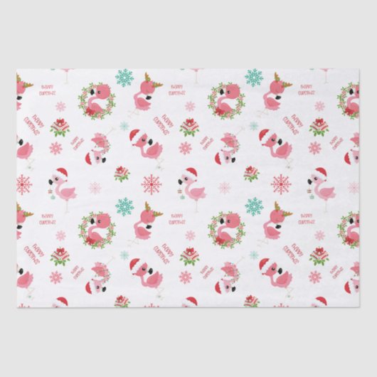 Niedlich frohe Weihnachten Flamingo Snowflake Seidenpapier (Vorderseite)