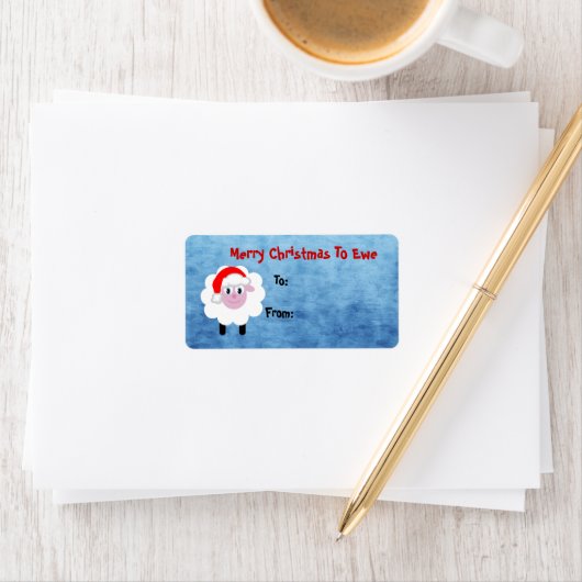 Niedlich frohe Weihnachten für Ewe Sheep Adressaufkleber (Insitu)