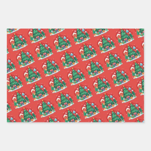 Niedlich frohe Weihnachten Geschenkpapier Set (Vorderseite)