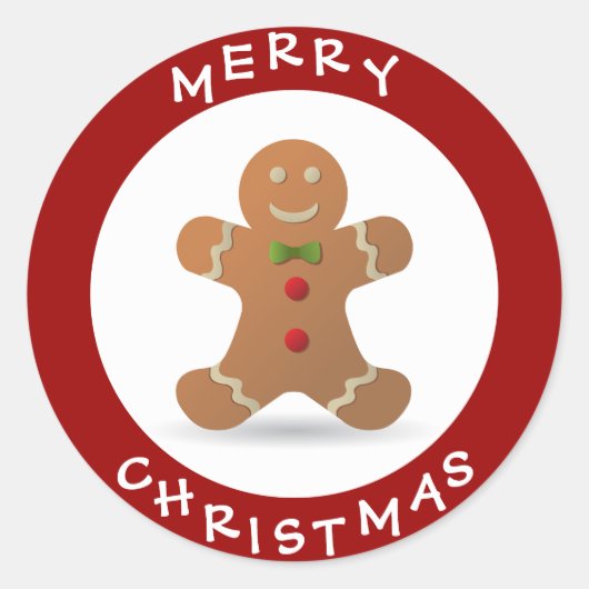 Niedlich Frohe Weihnachten Gingerbread Man Runder Aufkleber (Vorderseite)